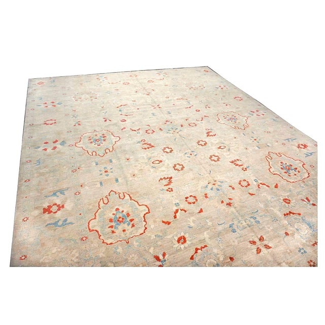 21st Century Persian Sultanabad Master Wool 12x17 Ivory, Red, & Blue Handmade Area Rug #1143967 For Sale - Image 13 of 16