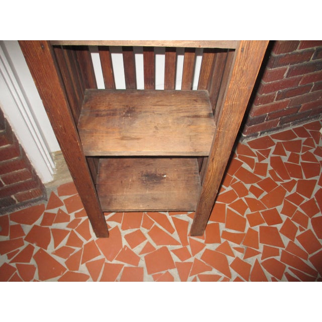 Brown Early 1900s Antique Arts and Craft Mission Solid Oak Bookcase For Sale - Image 8 of 12