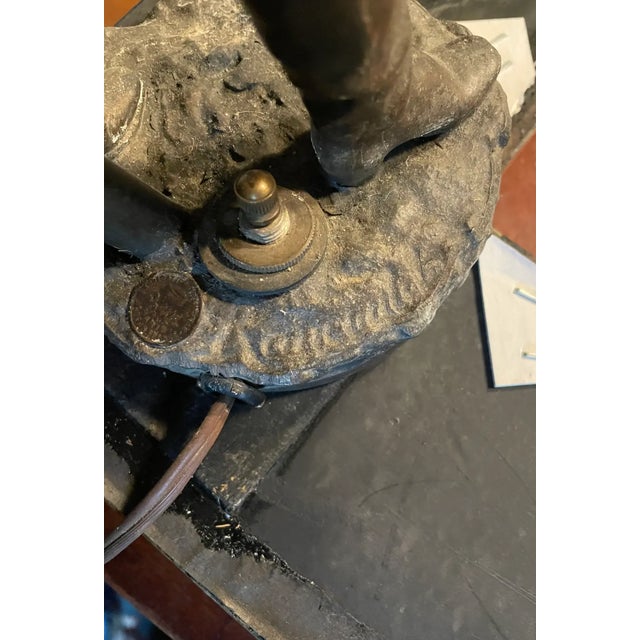 Vintage Art Nouveau Bronze Spelter Sculptured Table Lamp - Made in France For Sale - Image 11 of 11