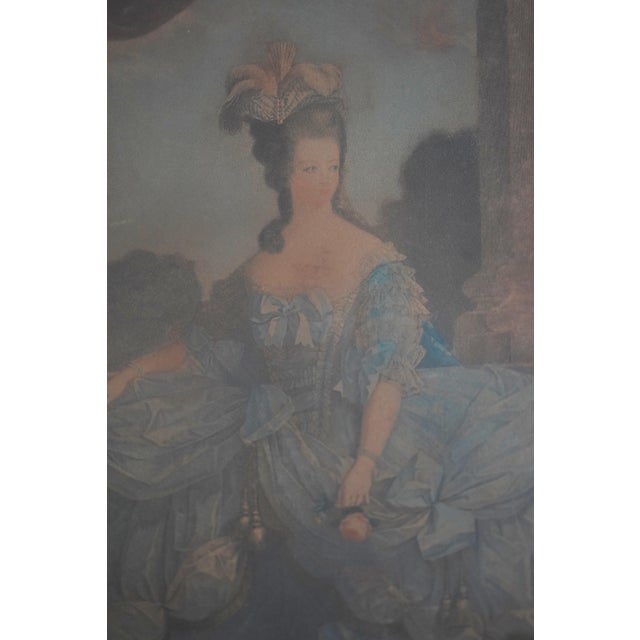 Pair Stunning Vintage French Royalty Framed Colored Engravings For Sale - Image 12 of 15