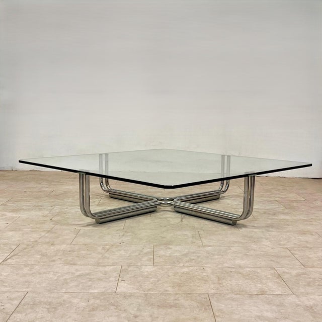 Large Vintage 784 Coffee Table in Chromed Steel and Glass by Gianfranco Frattini for Cassina, 1970s For Sale - Image 10 of 10