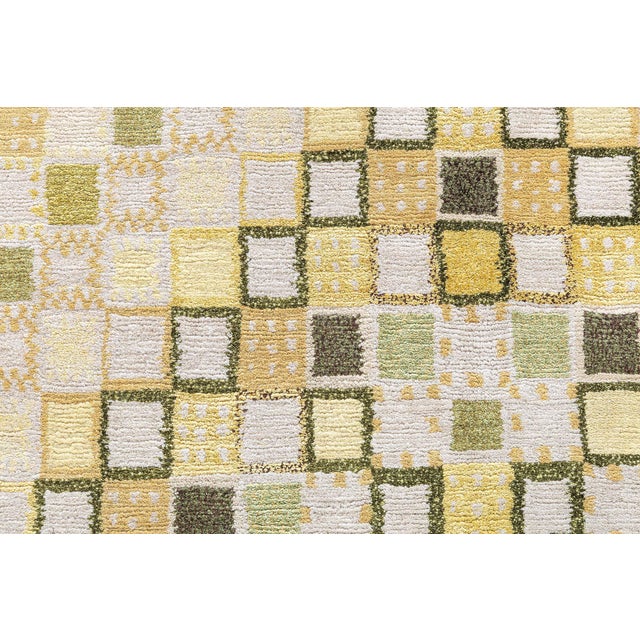 Mid-Century Modern Modern Swedish Geometric Hand-Knotted Silk & Wool Pile Rug by Doris Leslie Blau For Sale - Image 3 of 9