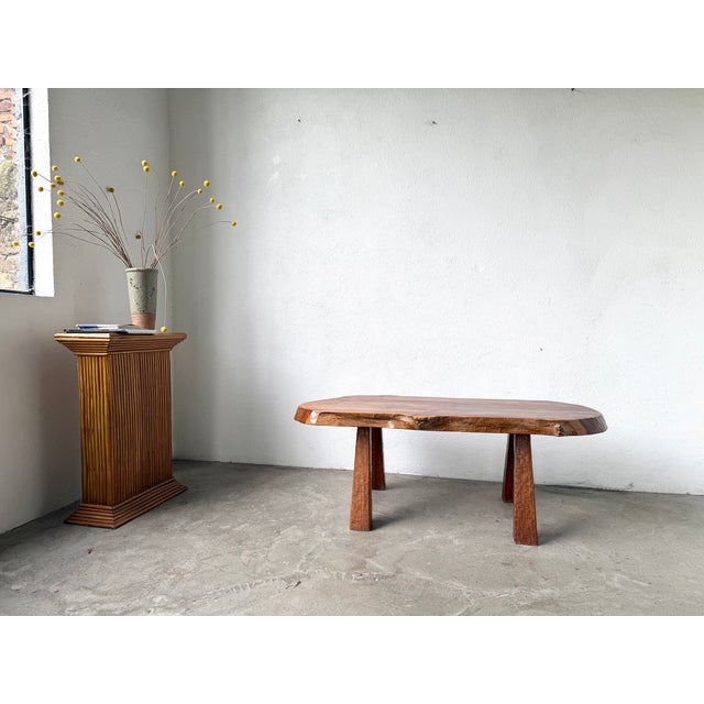 Vintage French Brutalist Coffee Table in Walnut, 1970s For Sale - Image 16 of 18