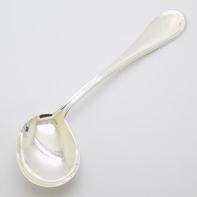 Vintage Italian Handmade Genuine Silver Engraved Full Size Feeding Spoon For Sale - Image 4 of 9