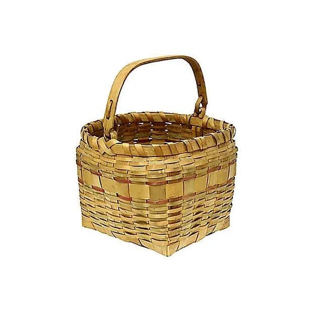 Wood Late 20th Century Maine Indigenous Swing-Handle Basket For Sale - Image 7 of 7