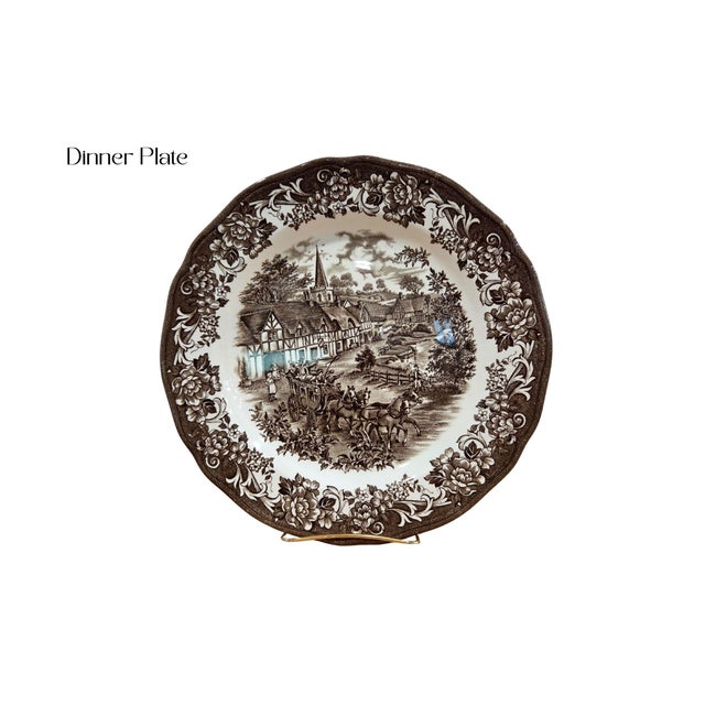 Vintage J&g Meakin Royal Staffordshire Brown Transferware Dinnerware Set - 41pcs For Sale In Phoenix - Image 6 of 16