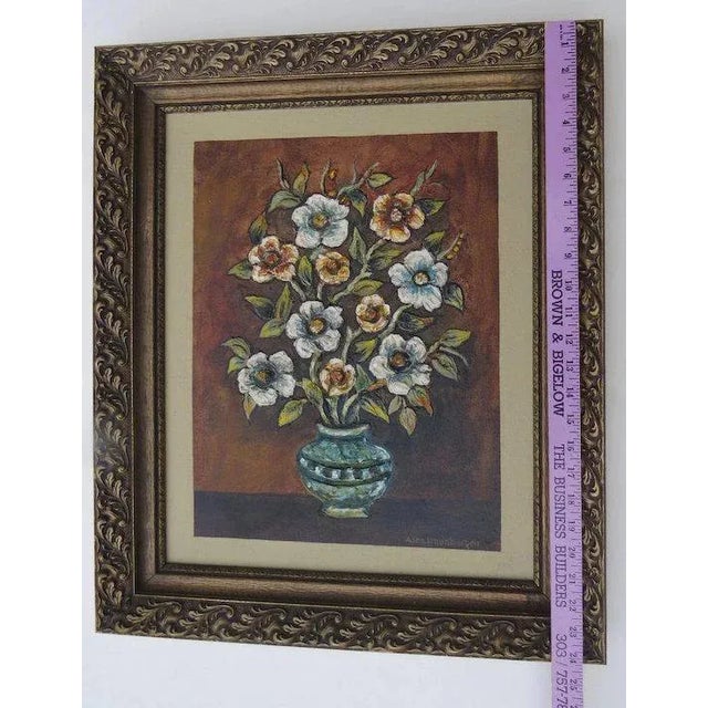 Chestnut Mid 20th Century Floral Still Life Impasto Painting, Framed For Sale - Image 8 of 10