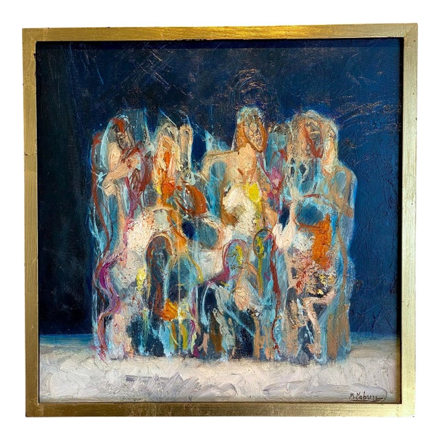 Abstract Figural Oil Painting by Mario Cabrera For Sale