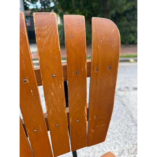 Brown Mid Century Arthur Umanoff Wood Slatted Bar Stool For Sale - Image 8 of 11