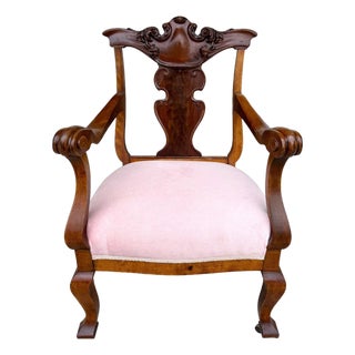 Early 20th Century Victorian Pink Upholstered Chairs With Open Back For Sale