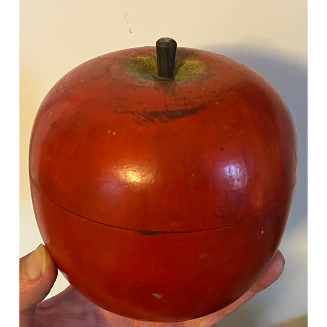 Early 20th Century Antique Early 20th Century Paint Decorated Carved Wood Apple Box For Sale - Image 5 of 13