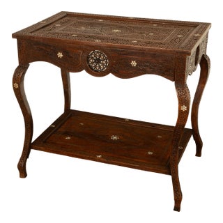 Antique Islamic Moorish Arab Mother-of-Pearl Inlaid & Carved Table Damascus 1890 For Sale