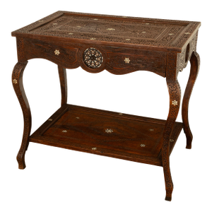Antique Islamic Moorish Arab Mother-of-Pearl Inlaid & Carved Table Damascus 1890