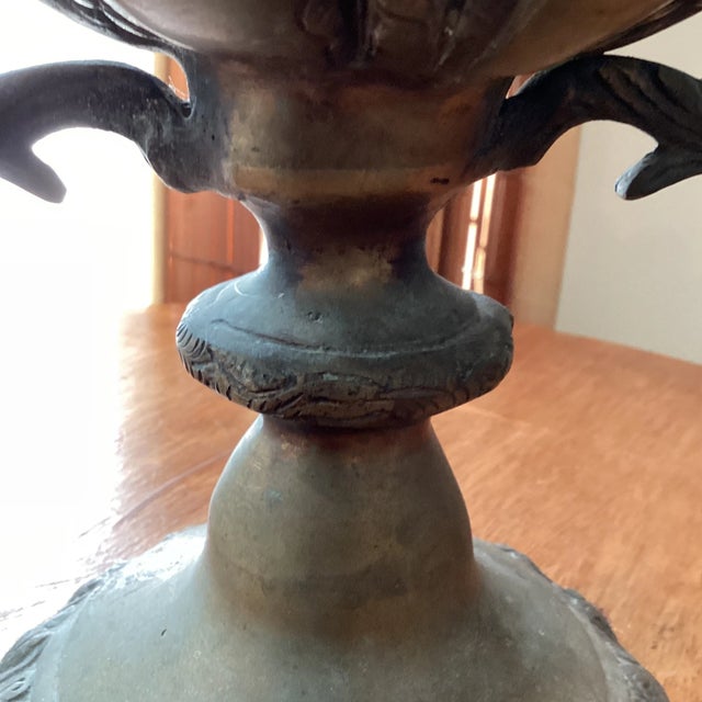 Brass Antique 18th Century Brass Bronze French Style Goblet Urn Vase or Planter Ornate Loving Cup Anita Speedo Design For Sale - Image 8 of 13
