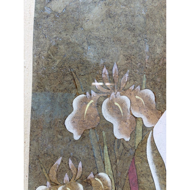 Mid 20th Century Elegant Framed Painting of Japanese Woman on Cork For Sale In New York - Image 6 of 12