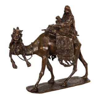 Italian Antique Bronze Sculpture “Flight From Egypt” (1892) Ernesto Bazzaro For Sale