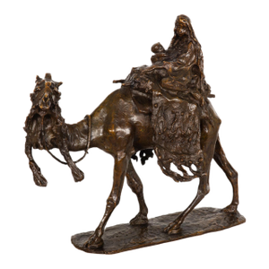 Italian Antique Bronze Sculpture “Flight From Egypt” (1892) Ernesto Bazzaro