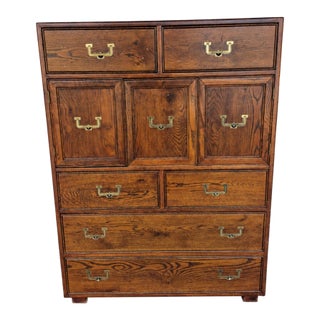 1970s Henredon Artefacts Gentleman’s Chest in Warm Oak Finish For Sale