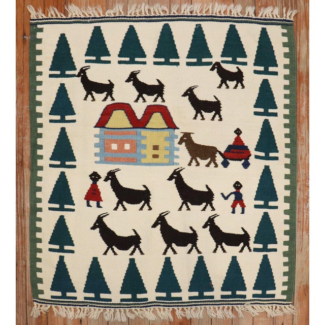 a late 20th-century mini square Turkish kilim Details rug no. j3830 size 2' 5" x 2' 6" (74 x 76 cm)