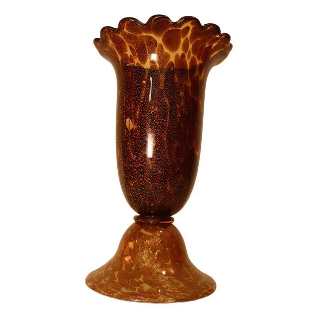 Brown and Gold Spotted Murano Glass Vase from Nor Glass, 1960s For Sale