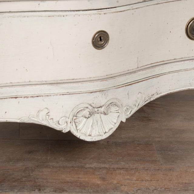 White Late 18th Century White Painted Large Rococo Chest of Four Drawers, Denmark For Sale - Image 8 of 9