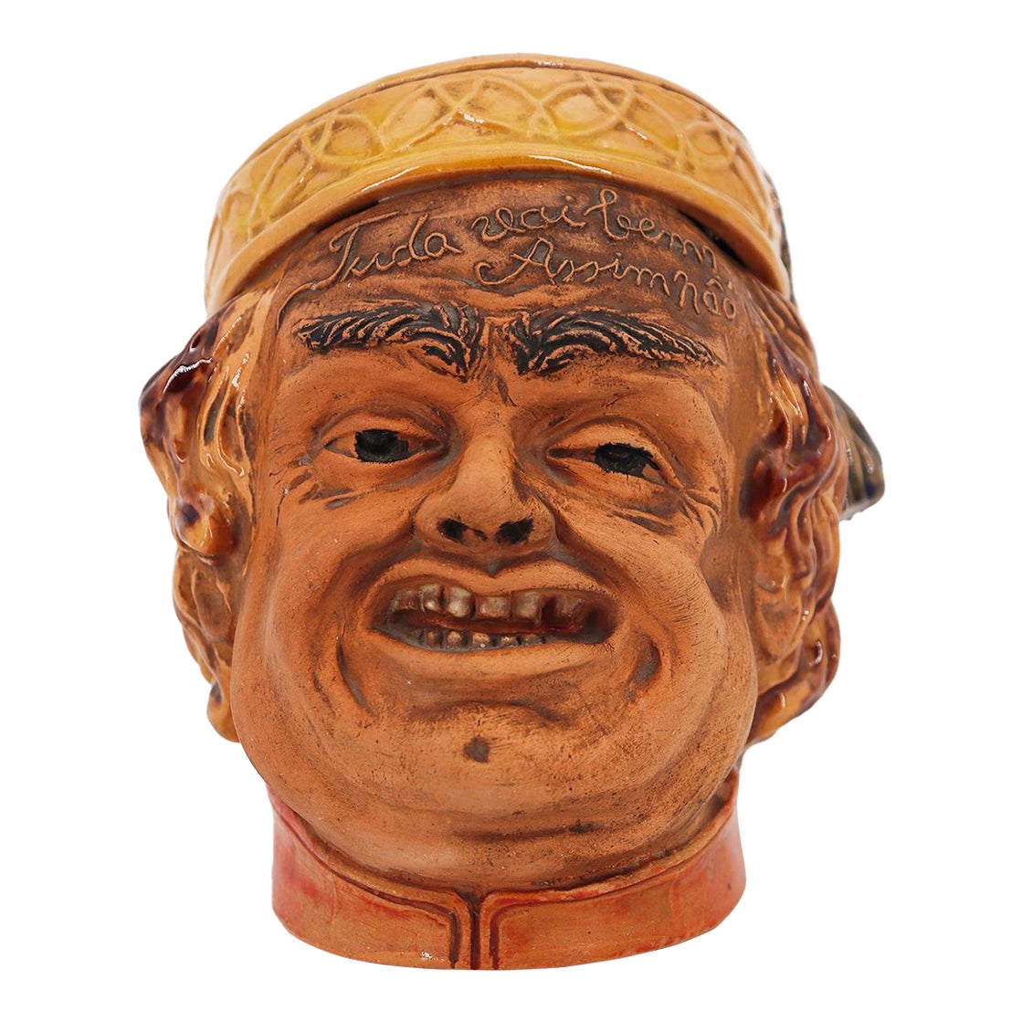 19th Century Bordallo Pinheiro Grotesque Head, Portuguese Palissy Ware ...