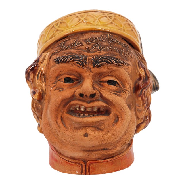 19th Century Bordallo Pinheiro Grotesque Head, Portuguese Palissy Ware, Earthenware For Sale