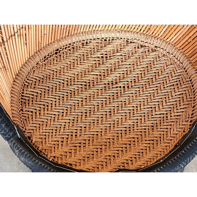 1950s Pair of Hollywood Regency Bamboo Cane Armchairs For Sale - Image 5 of 7