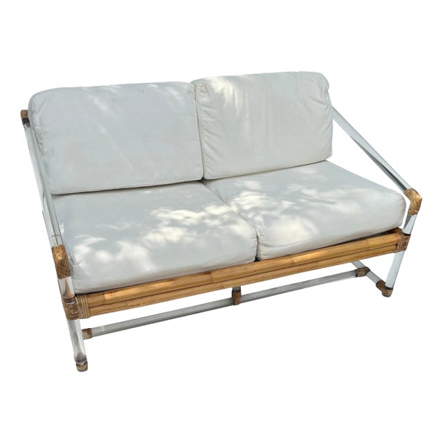 McGuire bamboo and Lucite Sofa For Sale