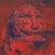 Wild Animal by Elena Burykina | Oil on panel Head of a stylized lion sculpture on a red background. For Sale