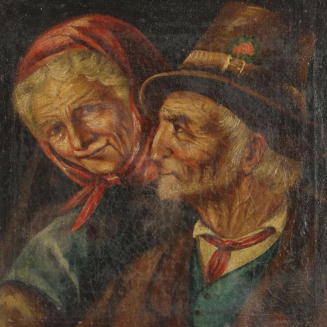 Elderly Couple, Oil on Canvas, Framed For Sale - Image 3 of 10