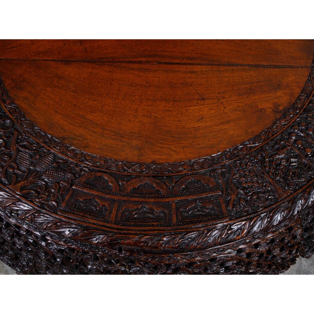 19th Century Burmese Hand-Carved Side Pedestal Table with Mythical Animals For Sale - Image 12 of 12