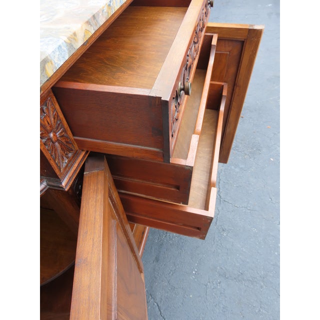 Early 1900s French Heavy Hand Carved Commode Marble Top Cabinet 6672 For Sale - Image 14 of 18