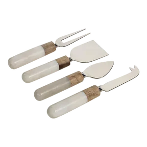 Marble and Wood Cheese Tools, Set of 4