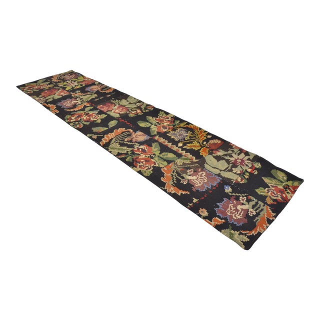 Anatolian Flower Design Vintage Runner For Sale