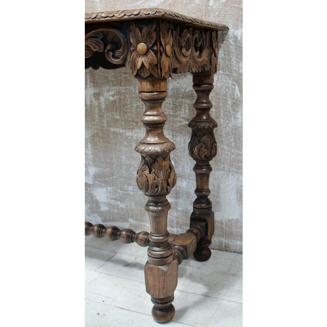 Brown Victorian Oak Hall Table, 1890s For Sale - Image 8 of 10