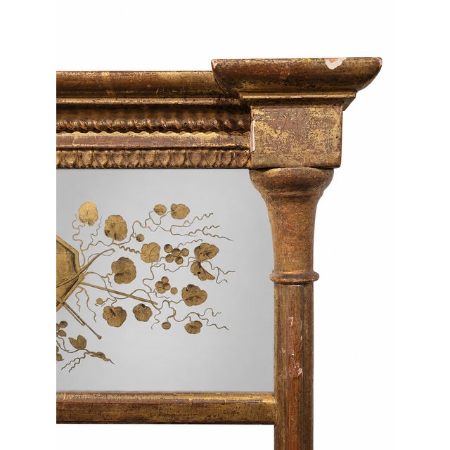 1810s Boston Federal Giltwood Mirror With Cady & Maunder Label and Eglomise Glass For Sale In Boston - Image 6 of 13