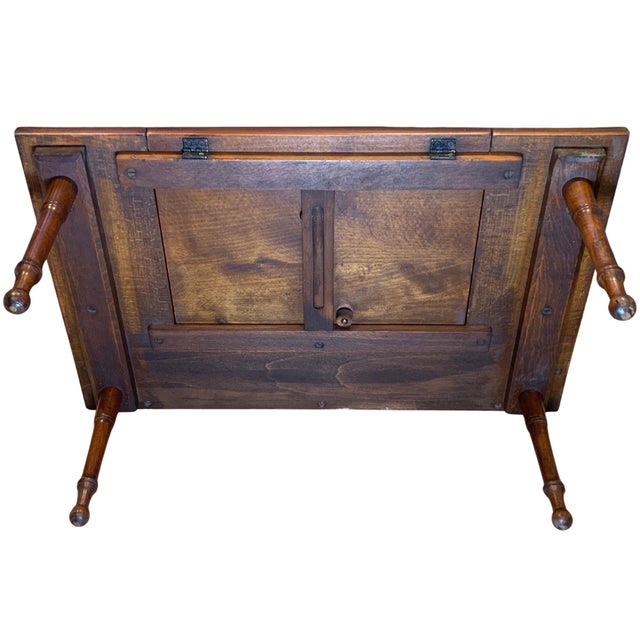 Antique English Mahogany Reading Breakfast Table with Gallery Sides Pierced Grip Handles and Turned Legs For Sale - Image 15 of 17