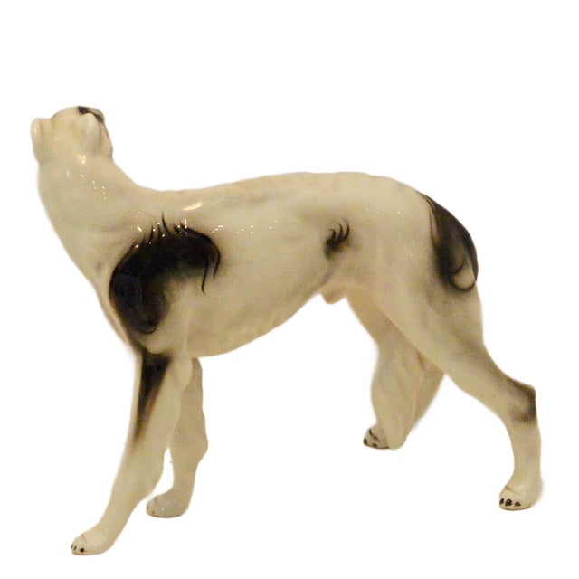 Ceramic 1950s Austrian Porcelain Borzoi Wolfhound Figurine by E&r Golden Crown For Sale - Image 7 of 10