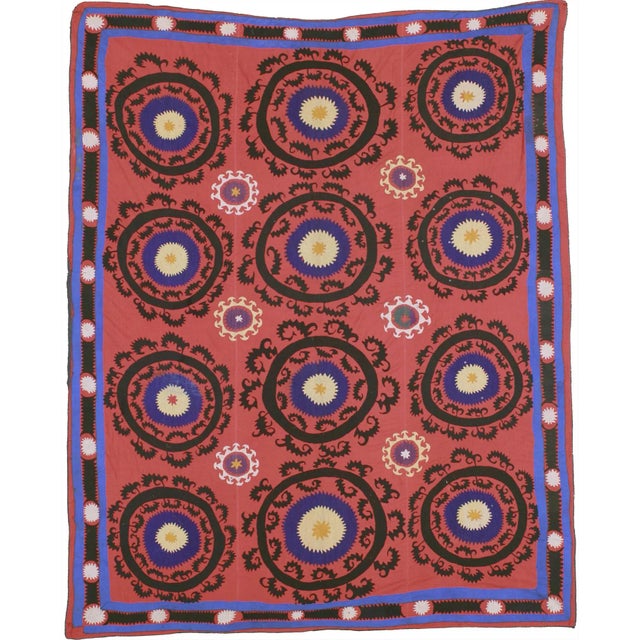 1960s 1960s Handmade Uzbak Suzanne Rug 6'9" X 8'1" For Sale - Image 5 of 5