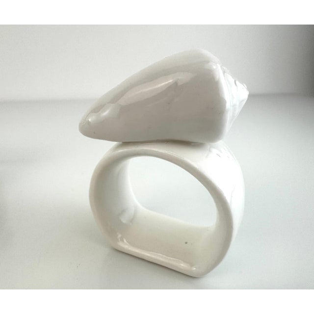Ceramic 1970s White Ceramic Seashell Napkin Rings Coastal Table Decor - Set of 10 For Sale - Image 7 of 8