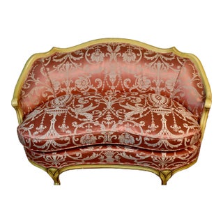 1970s Vintage French Provincial Hand Painted Loveseat Spring-Seat For Sale