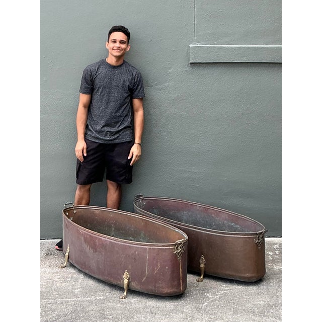 Vintage Regency Monumental Copper Jardiniere - A Pair For Sale - Image 4 of 12