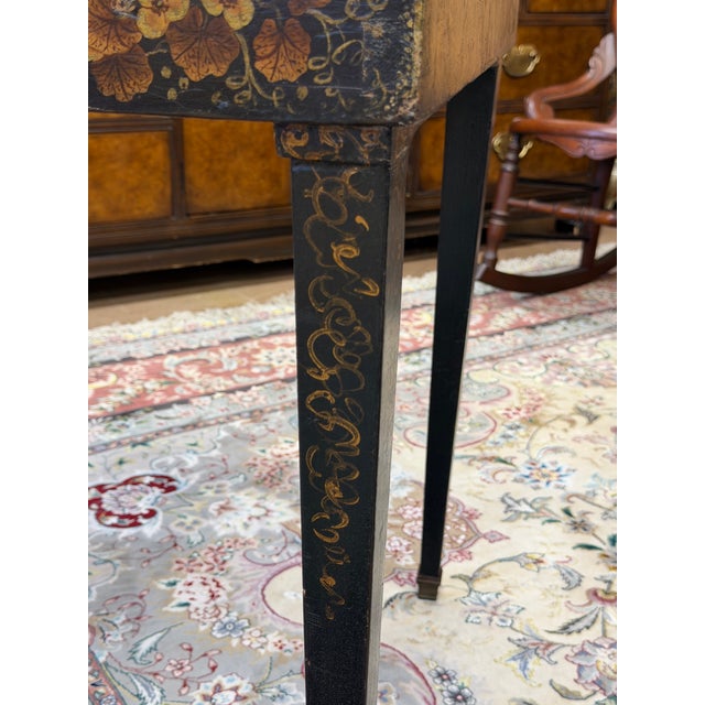 Antique 19th Century French Chinoiserie Hand-Painted Black and Gilt Ladies Writing Desk For Sale - Image 11 of 12
