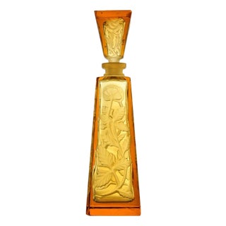 Art Nouveau Amber Glass Bottle by J. Lanier, France, 1930s For Sale