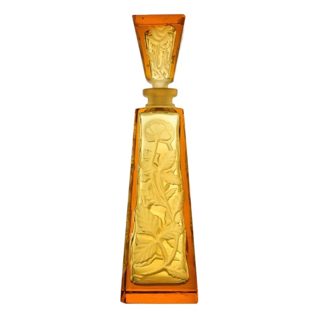 Art Nouveau Amber Glass Bottle by J. Lanier, France, 1930s For Sale
