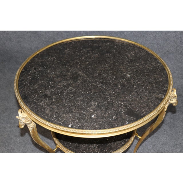 Pair 1920's Directoire Bronze Rams Head Marble Top Gueridon Tables For Sale - Image 10 of 13