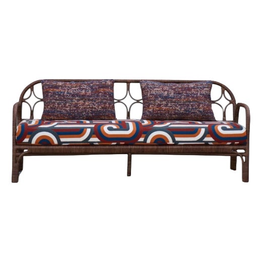 Miss Lo Bench in Stained Rattan by Popus Editions For Sale