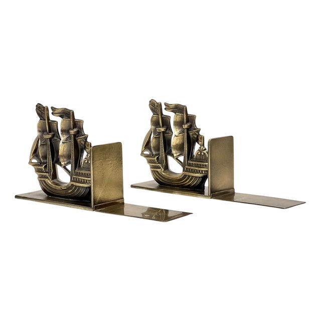 Art Deco Bronze Ship Bookends, 1930s, Set of 2 For Sale