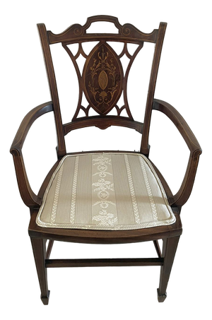 Antique Edwardian Inlaid Mahogany Armchair, 1900s